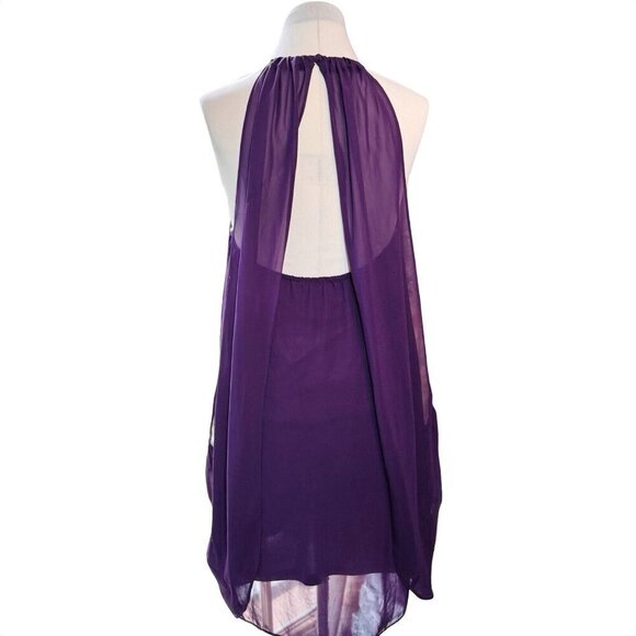 GB Whimsigoth Prom Party Dress Juniors Large Purple Chiffon Flowy Fairy - Picture 3 of 15